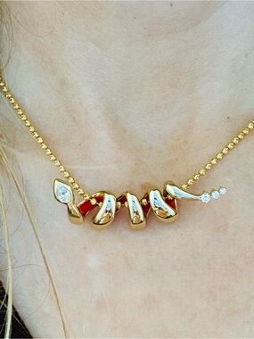 Adina Reyter 14 Karat  Serpentine Necklace with Diamond Accents